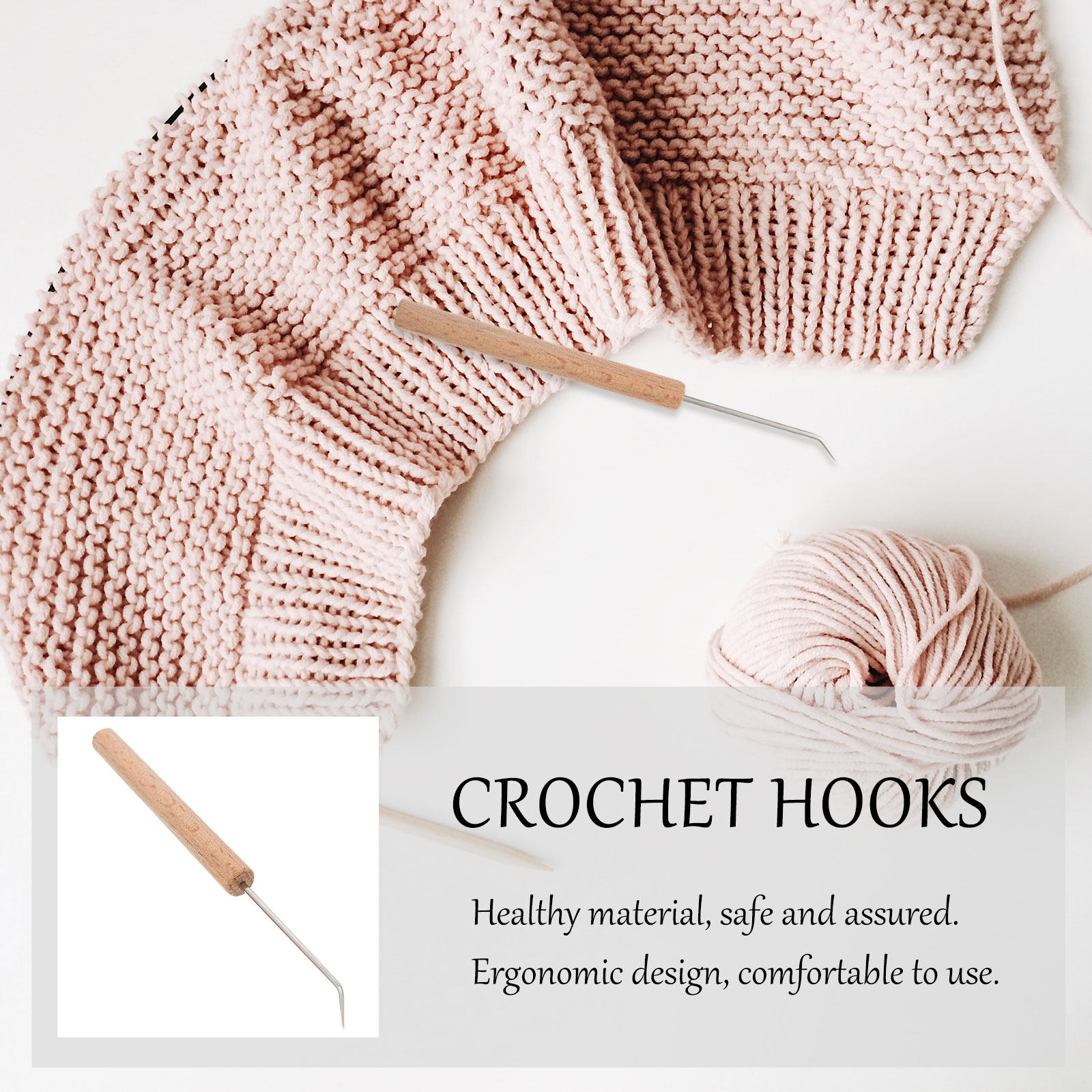 Wooden Crochet Hooks Ergonomic Handle - 1 pezzo di ferri da uncinetto